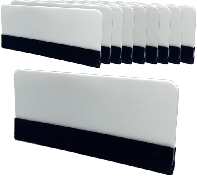 Black Felt Edge Squeegee Tool,Car Vinyl Film Wrapping Decal Glass Window Tint,Wallpaper Sticker Installation Spatula, Patching Putty Paint Flexible Small Plastic Scraper(White 10Pcs)