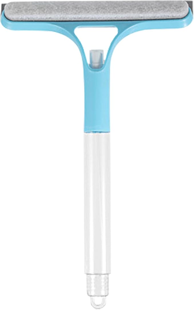 3 in 1 Window Cleaning Scraper Shower Squeegee for Glass Doors Mirror with Sprayer Squiggy for Windshield Cleaner Tool Washing Spray Home Floor Scraper(Blue:Long Style)