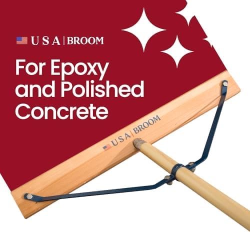 1-Pack - 24" Soft Sweep Indoor Push Broom with 60" Handle. Ideal for Epoxy & Polished Floors. Durable American Made Steel Brackets-Stainless Steel Hardware. No Plastic. 100% USA Made