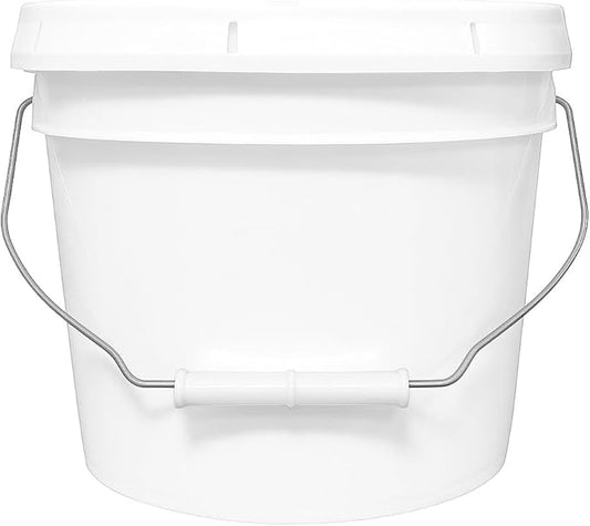 2-Gallon Bucket with Airtight Lid – Heavy-Duty Extra Durable Pail – Made in USA – Premium Quality HDPE – Food Grade – BPA Free – Metal Handle with Plastic Grip – Stackable – Multi-Use – White, 1 Pack