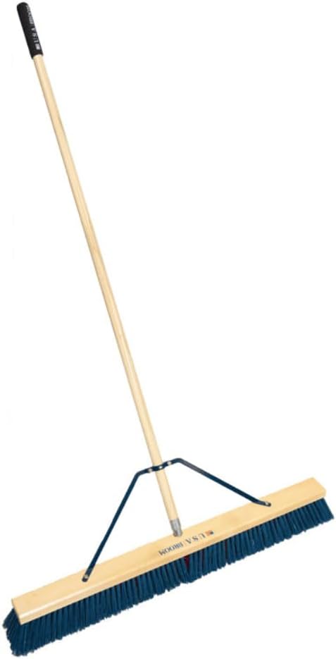 4-Pack - 36" Heavy Duty Outdoor Push Broom with 60" Handle. Ideal for Asphalt, Concrete & Heavy Debris. Durable American Made Steel Brackets-Stainless Steel Hardware. No Plastic. 100% USA Made