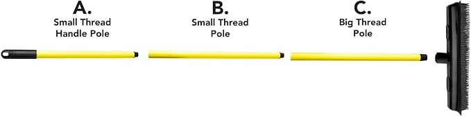 FURemover Sweep Pet Hair Rubber Broom with Carpet Rake and Squeegee, Ideal for Tile, Carpet and Hardwood, Disassembles for Easy Storage