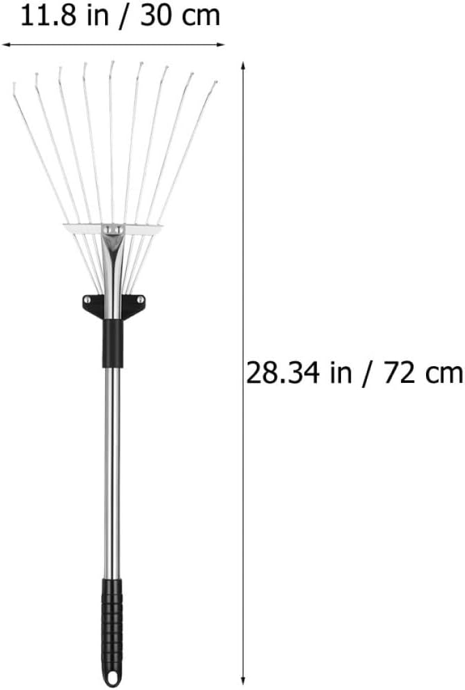 Gadpiparty Telescopic Leaf Rake with 9-Tooth Aluminum Handle for Garden Yard Leaf Cleanup Metal Garden Rake Tool Sturdy Lawn Cleaning Equipment