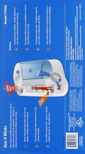 Vicks Warm Mist Humidifier - Air Humidifier for Bedroom, Home & Large Room, Baby, Kids and Adults Soothing Steam Vaporizer for Cough, Congestion, Allergies & Dry Air, VapoSteam Compatible (Pack of 2)