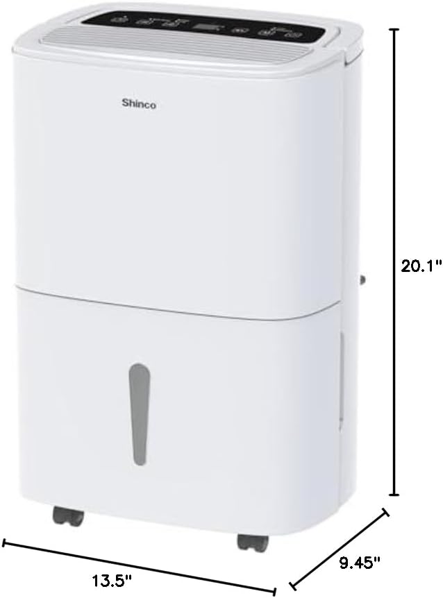 Shinco 6,000 Sq.Ft Energy Star Dehumidifier with WIFI, Ideal for Large Rooms and Home Basements, Efficient Moisture Removal with Adjustable Humidity Control, 1.32 Gallons Water Tank
