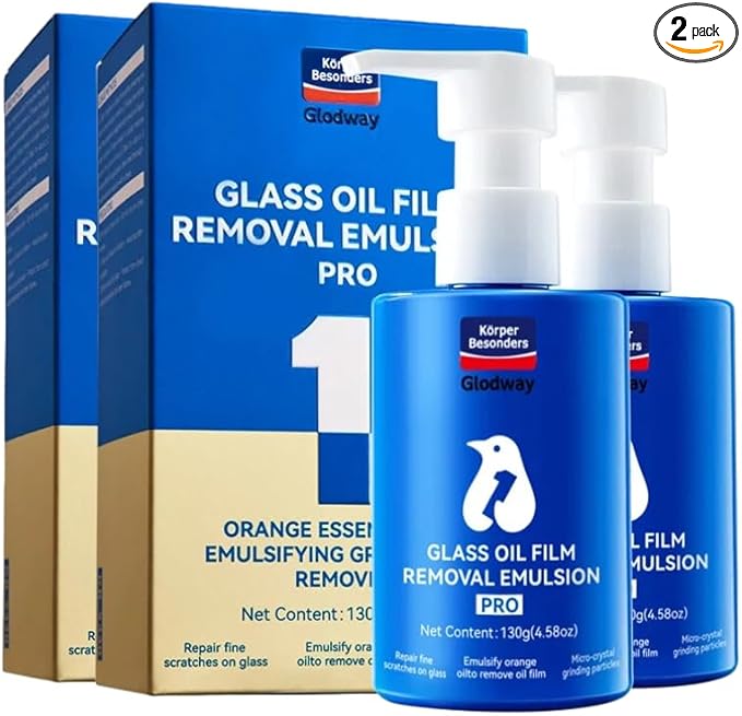 Glodway Glass,Mirror and Window Cleaner for Auto and Home Cleans,Streak-Free,Ammonia-Free,Tint-Safe,4.58 OZ (2 Pack)