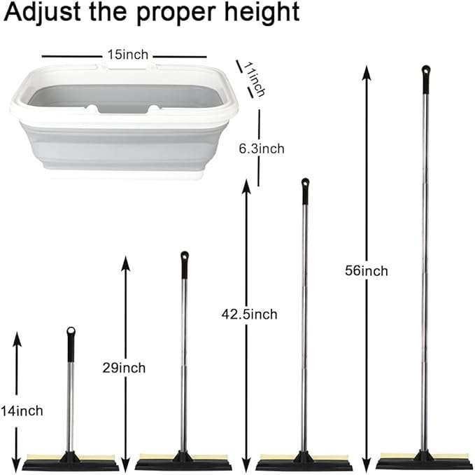 Window Cleaning Kit, Squeegee with Bucket for Windshield Cleaning, Bathroom, Shower Doors, Mirrors, Tiles, and Car Windows (Grey)