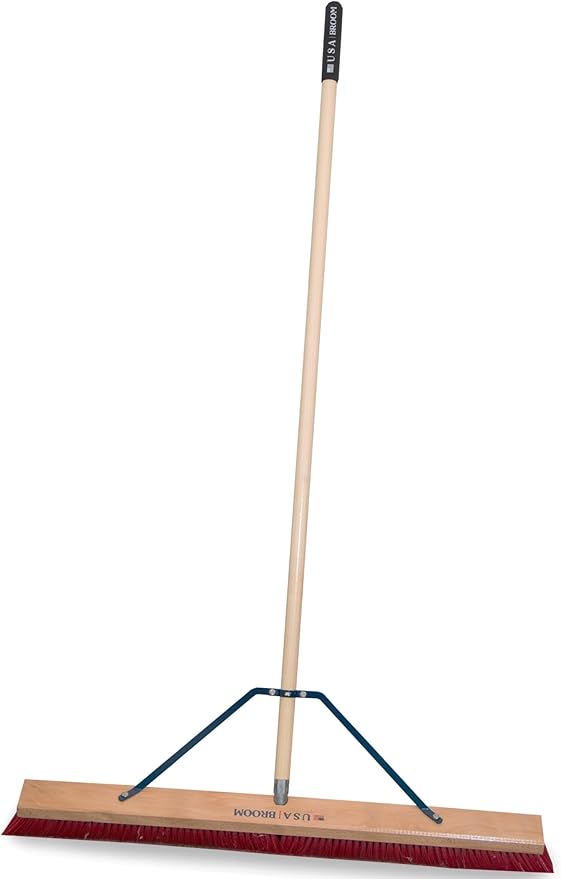 1-Pack - 36" Soft/Fine Sweep Indoor Push Broom with 60" Handle. Ideal for Epoxy & Polished Floors. Durable American Made Steel Brackets-All Stainless Steel Hardware. No Plastic. 100% USA Made