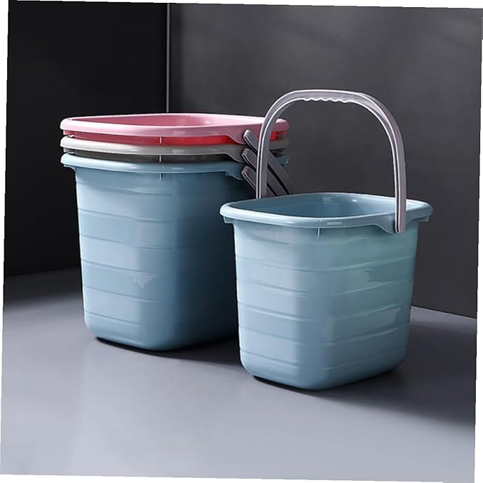 Veemoon Rectangular Plastic Bucket with Handle 11l Blue Mop Bucket for Home Cleaning and Water Storage Sturdy Household Water Container for Dormitory Use