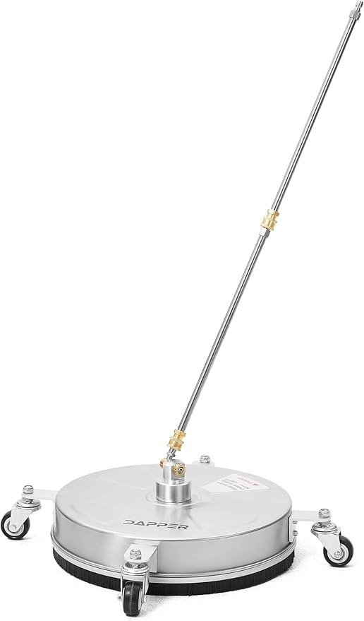 15 in. Pressure Washer Surface Cleaner in Stainless Steel w/Wheels, 4000 Max PSI, 3/8" Connector & 2 Extension Wands. Ideal for Driveways, Sidewalks, Patios, Decks