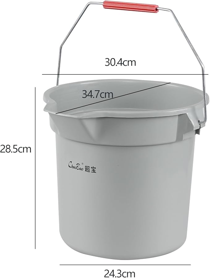 14 Quart Plastic Cleaning Bucket with Handle, 4 Packs Plastic Round Utility Pail, Grey