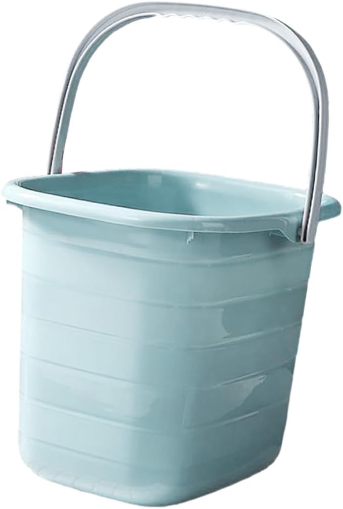 Plastic Bucket with Handle 11l Rectangular Water Storage Container Portable Multipurpose Home Cleaning Mop Bucket Blue for Household Use