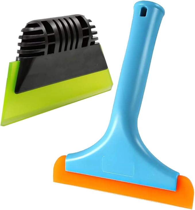 Window Tint Tool All-Purpose 6" Silicone Cleaning Squeegee 5 inch Handy Small Rubber Window Squeegee Auto Water Blade for Car Windshield, Window, Mirror, Glass Door,Shower(Green and Orange)