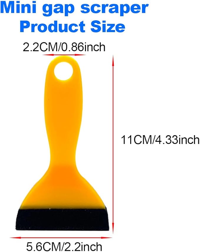 Black Felt Edge Squeegee Tool,Car Vinyl Film Wrapping Decal Glass Window Tint,Wallpaper Sticker Installation Spatula, Patching Putty Paint Flexible Small Plastic Scraper(Yellow 10Pcs)