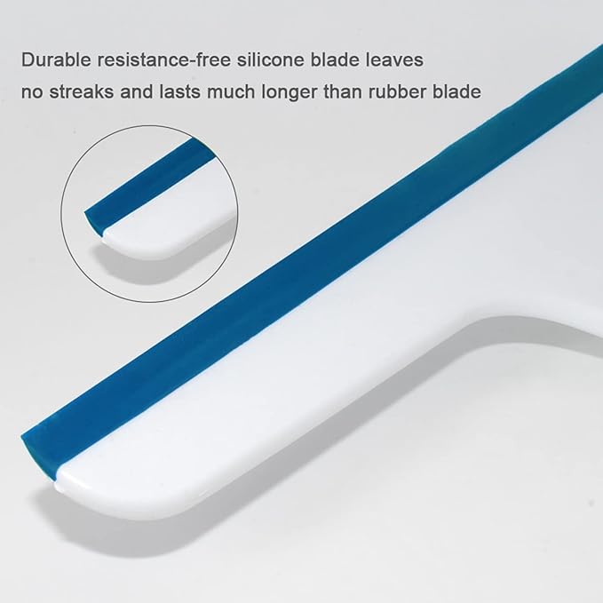 Hand Held Rubber Glass Shower Squeegee with Hanging Hole for Glass Door, Car Windows - Multifunctional Tool [3-Pack]