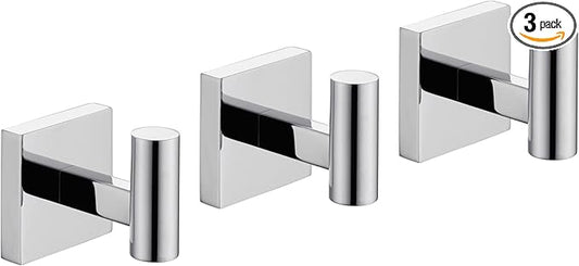 KOKOSIRI Robe Hook Bathroom Towel Coat Hooks for Bath Kitchen Wall 3 Pack Chrome Stainless Steel B1013CH-P3