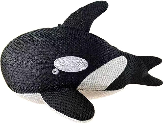 Fuovt Orca Whale Hot Tub Scum Absorber - 3D Mesh Scum Sponge for Hot Tub, Multi-Functional with Rope & Suction Cup, Machine Washable Hot Tub Cleaning Tool for Indoor Outdoor Swimming Pools & Spas
