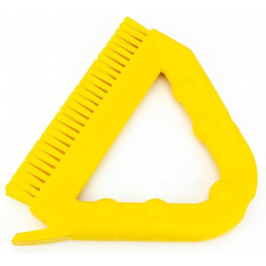 SPARTA Plastic Commercial Grout Brush, Triangle-Shaped Scrub Brush with Scraper and Two Threaded Holes for Attaching Handle (Sold Separately), 9 x 7 x 7 Inches, Yellow, (Pack of 4)