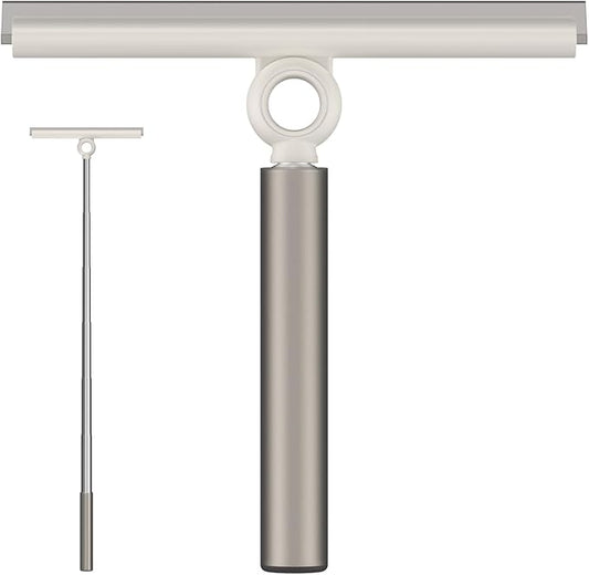 Extendable Shower Squeegee for Glass Doors, Shower Squeegee with 10-Inch Silicone Blade, Telescoping Handle for Windows and Shower Glass, Silver