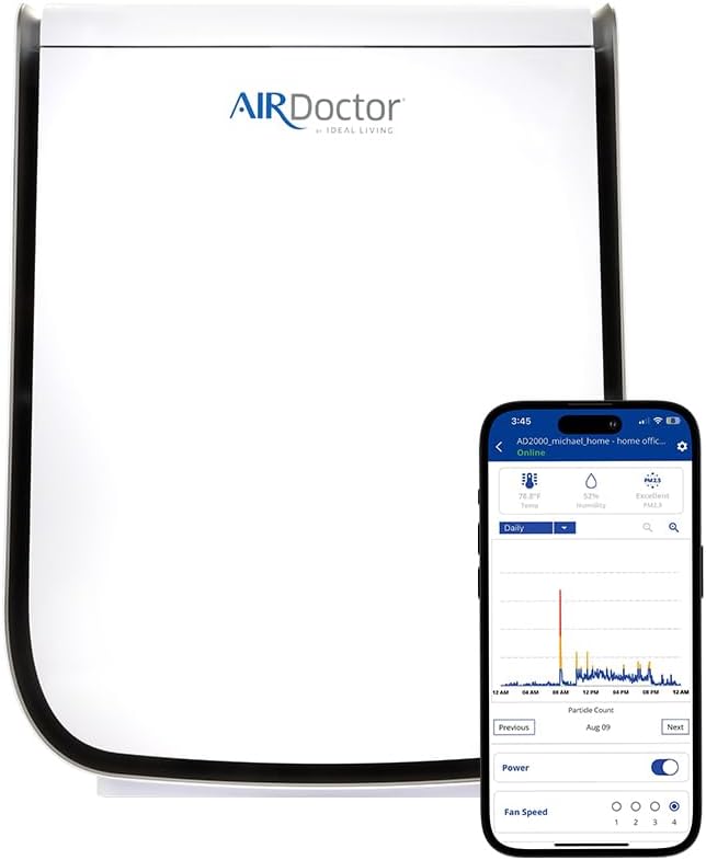 AIRDOCTOR 2000i SMART Air Purifiers for Small Rooms & Medium/Small Bedrooms, 3 Stage Filtration with Pre-Filter, UltraHEPA, Carbon/VOC (AirDoctor 2000i Smart)