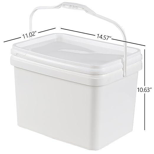 Parlynie 4 Pcs 5 Gallon Plastic Bucket with Lid, Heavy Duty Bucket Pail with Handle for Storage Container Home Household Cleaning (White)