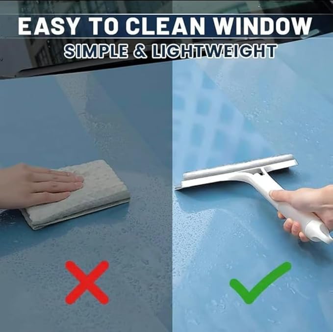 3 in 1 Spray Window Squeegee Cleaner Scraper, Window Squeegee Cleaner Tool with Spray Bottle for Shower Glass, Mirrors, Car, Home Window Cleaner Tool (Blue)