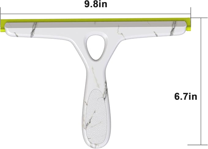 Window Squeegee with Ergonomic Handle, Shower Squeegee for Glass Doors, White and Green, Non-Slip Grip, Glass Cleaning Tool for Windows(Set of 2)