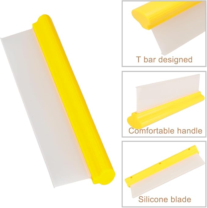 Car Squeegee,12 inch Silicone Automotive Water Wiper for Drying,Flexible Auto T-Bar Water Blade for car, Windshield, Glass, Window, Bathroom(Yellow)