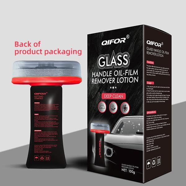Glass Oil Film Remover for Car, Roll-On Glass Compound with Cleaning Board, Oil Film Remover for Car Windshields and Windows, Removes oil film & Smudges, Improve Windshield Clarity for Safe Driving