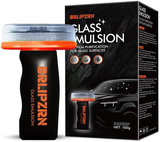 Glass Oil Film Remover for Car, Roll-On Glass Compound with Cleaning Board, Removes Oil Film, Improve Windshield Clarity for Safe Driving