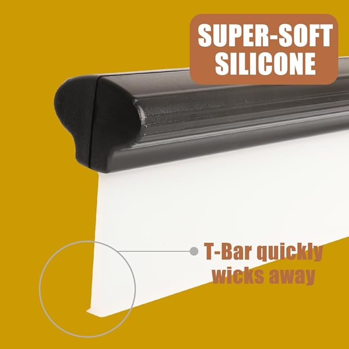 Car Squeegee,12 inch Silicone Automotive Water Wiper for Drying,Flexible Auto T-Bar Water Blade for Car,Windshield,Glass,Window,Bathroom (Black)