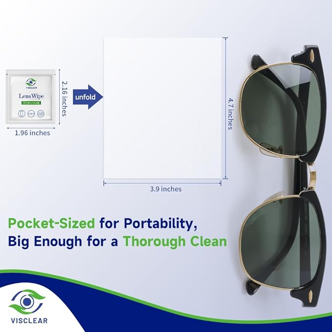 Lens Wipes for Eyeglasses, 100 counts, Ocean Scent, Individually Wrapped, Glasses Wipes, Safe for Eye Glasses,Camera Lens & Electronic Screens