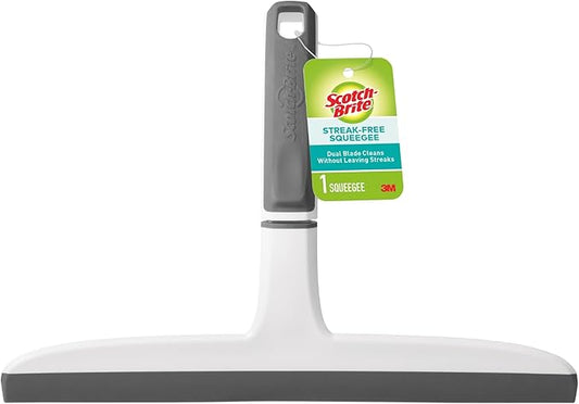 Scotch-Brite, All-Purpose 10 Inch Dual Blade Streak-Free Squeegee, Safe on Mirrors, Glass Shower Doors, Windows, Sinks and More