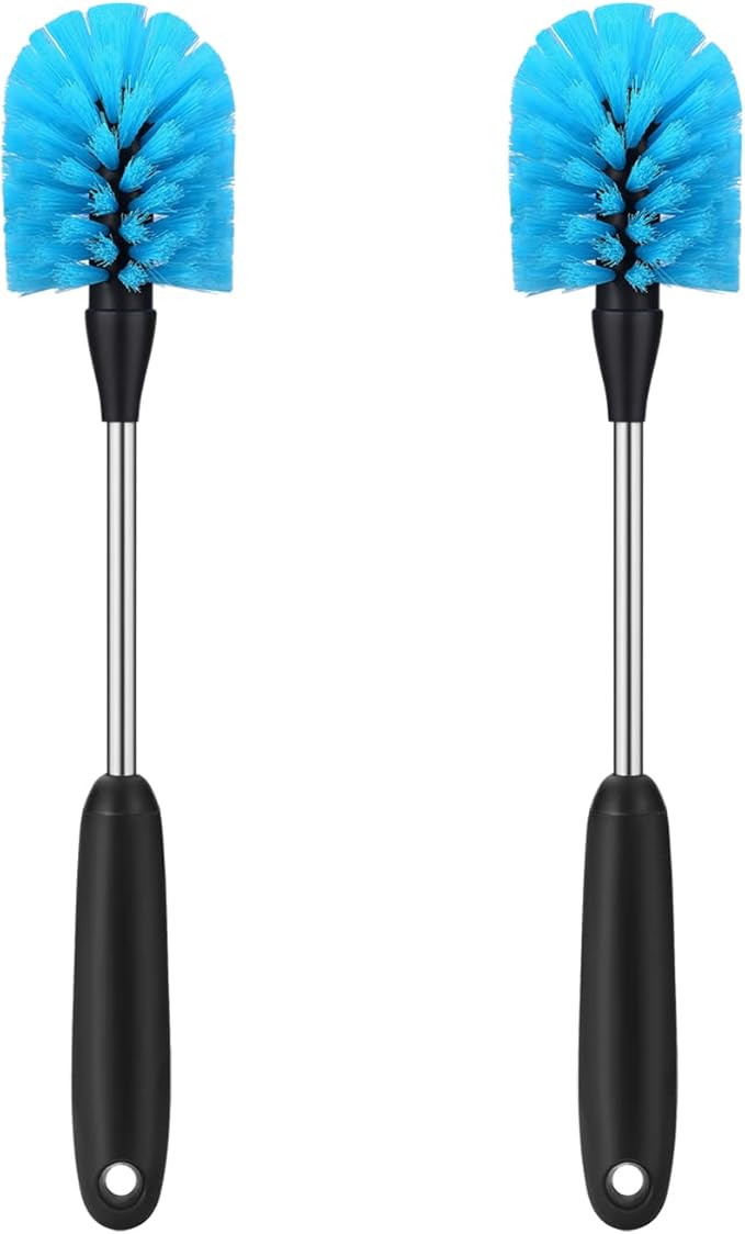 Stainless Steel Water Bottle Brush, Long Handle Scrubbing Brush, Built for Cleaning Sports Bottles, Baby Bottles, Cups, Coffee Mugs, Glasswares, Wine Decanters, Flask, 2 Pack, 13 in