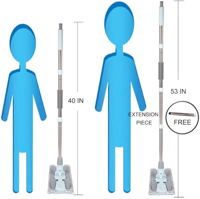 2-in-1 Microfiber Mop for Wet & Dry Use, 15-Inch with 4 Washable Pads, Adjustable Handle for Effortless Deep Cleaning and Floor Protection