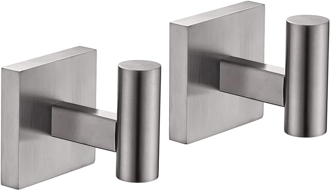 KOKOSIRI Robe Hook Bathroom Towel Coat Hooks for Bath Kitchen Wall 2 Pack Brushed Nickel Stainless Steel B1013BR-P2