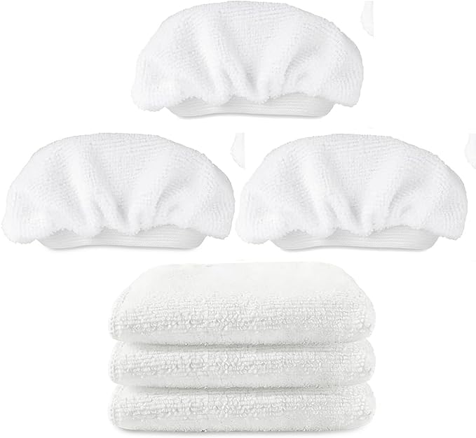 Sgizoku 3+3 Pack Steam Mop Pads Compatible with Waitbird Steam Cleaner STC-EU168-3 Pack Reusable Microfiber Mop Pads + 3 Pack Ironing Cloths Set Replacement (Mop is Not Included)