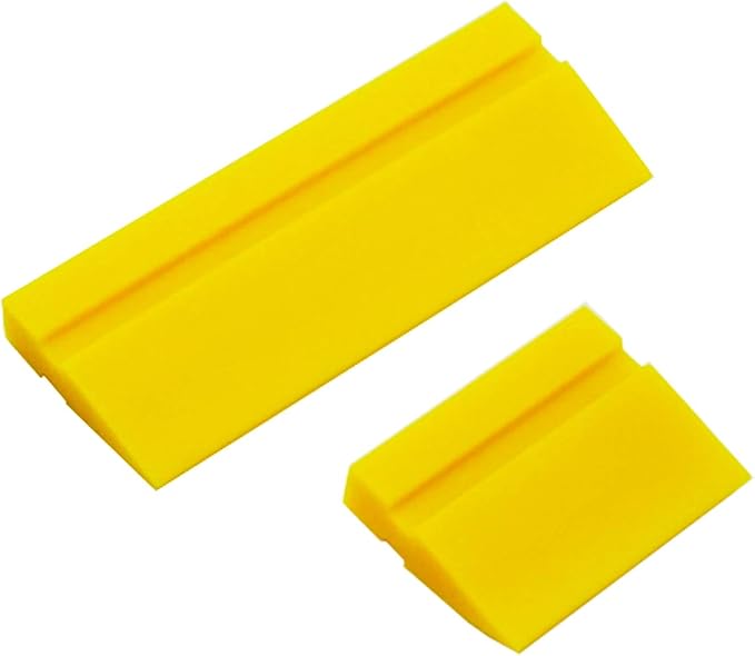 2-Piece DIY Mini Squeegee Set - Soft Silicone Window Tint Squeegee for Glass, Mirror, Shower - Yellow (4.7in x 1.9in, 2.4in x 1.9in)