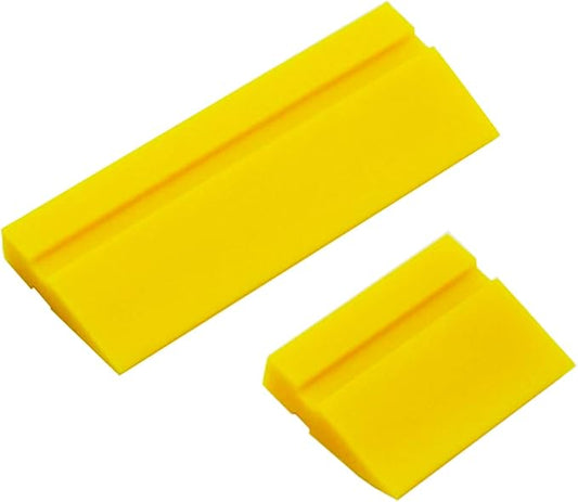 2-Piece DIY Mini Squeegee Set - Soft Silicone Window Tint Squeegee for Glass, Mirror, Shower - Yellow (4.7in x 1.9in, 2.4in x 1.9in)