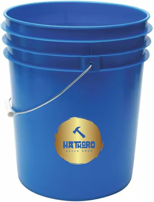 5 Gallon Food Grade Plastic Bucket, Open Head Pail with Handle, 12-3/8 in Diameter x 14-3/4 in Height (Blue, 1 Pack)