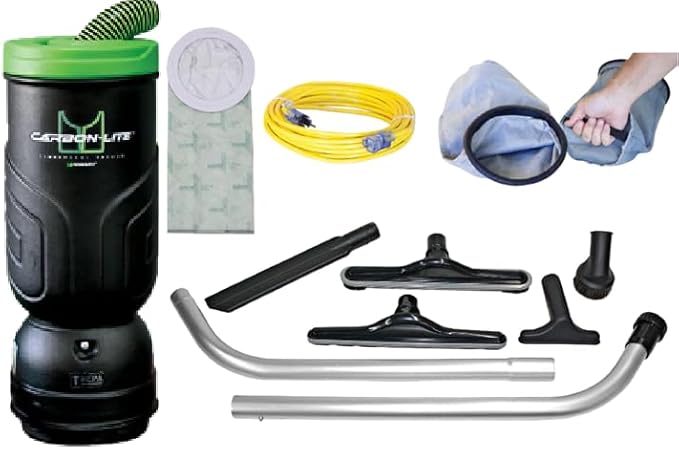 Mosquito-America Carbon-Lite Backpack Vacuum with HEPA Filtration (Model 10-1018-BK) - 10-Quart Capacity with Standard Glide Tool Kit Included. Great for Commercial or Residential Applications!