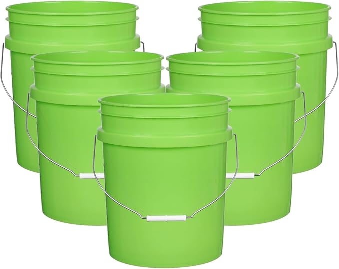 House Naturals 5 Gallon Premium HPDE Plastic Bucket - Made in USA Food Grade Storage Container, BPA Free All Purpose Pail (5, Lime)