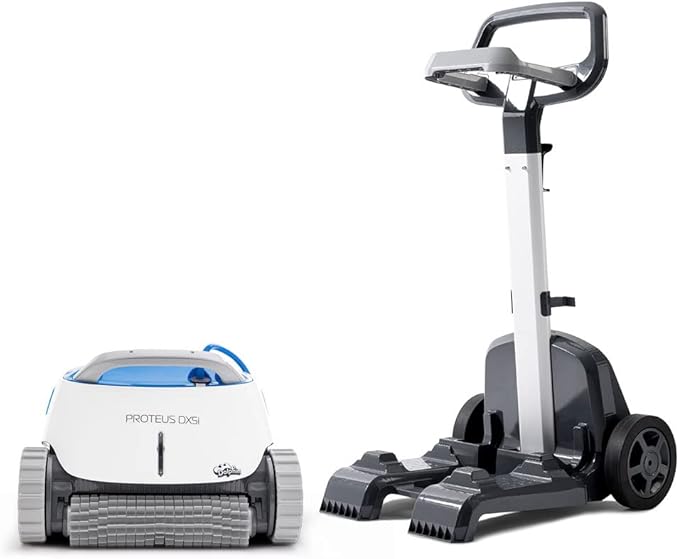 Dolphin Proteus DX5i Wi-Fi Automatic Robotic Pool Vacuum Cleaner Includes Caddy for Easy to Transport and Store, Ideal for In-Ground Pool up to 50 FT in Length