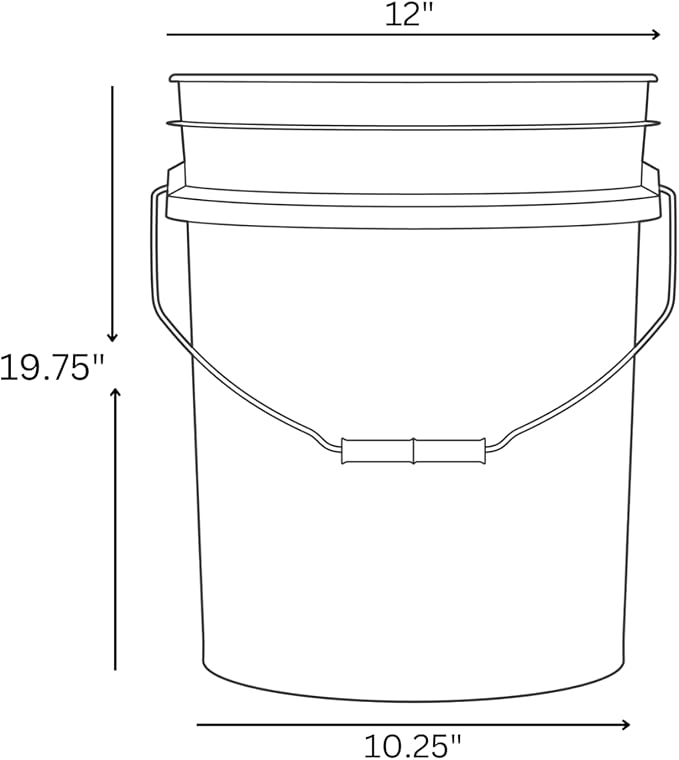 House Naturals Plastic Food Grade Made in USA Bucket with lid, Large 7 Gallon Container Comes with Screw On Lid (3, Yellow with Black lid)
