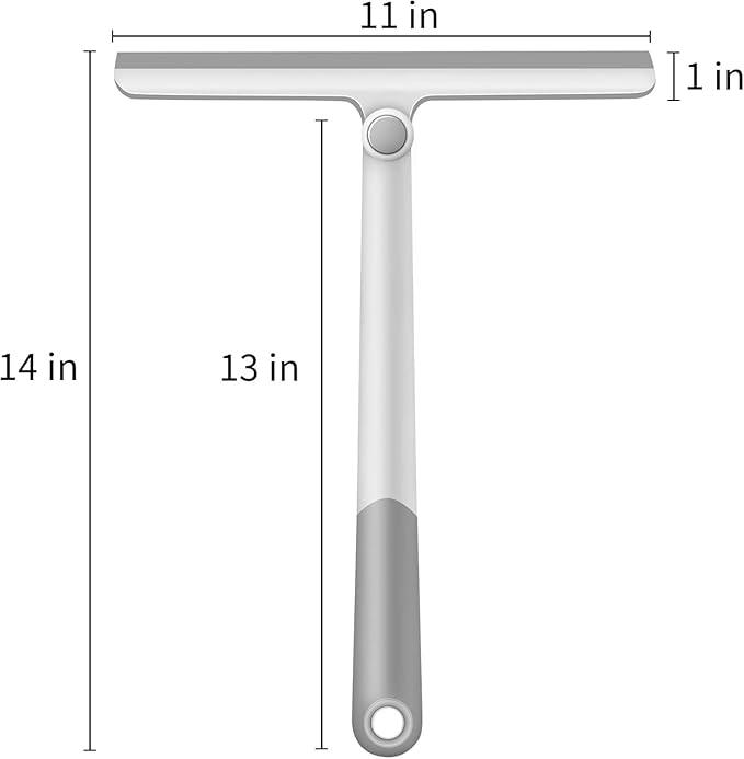 WONDAY Shower Squeegee for Glass Doors, 12" Long Handle Window Squeegee Cleaning Tool, Streak-Free Silicone Blade for Bathroom Mirror, High Windows, Car Windshield (2 Pack,Bluegrey)