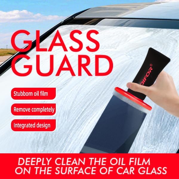 Glass Oil Film Remover for Car,Roll-On Glass Compound with Cleaning Board,Oil Film Remover for Car Windshields and Windows, Removes oil film & Smudges,Improve Windshield Clarity for Safe Driving(2pcs)