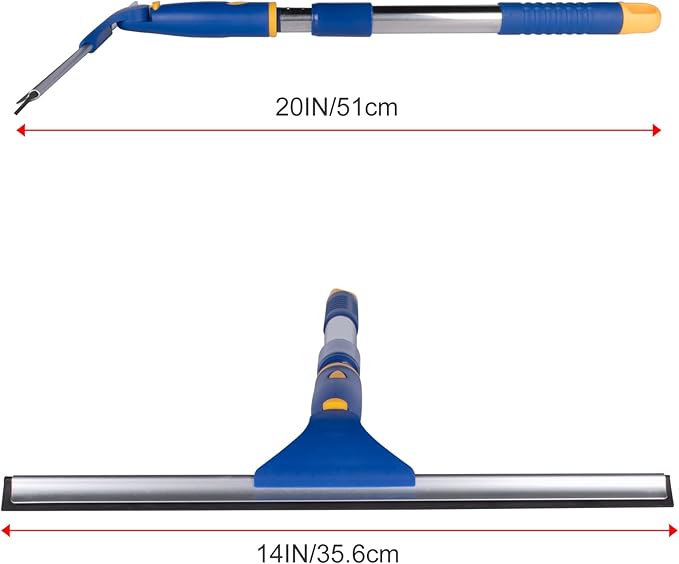 ITTAHO 14" Shower Squeegee for Glass Doors, All-Purpose Extendable Squeegee for Shower Glass with 2 Blades,Window Squeegee,Window Cleaner Tool for Shower Doors, Windows, Bathroom and Car Windshields