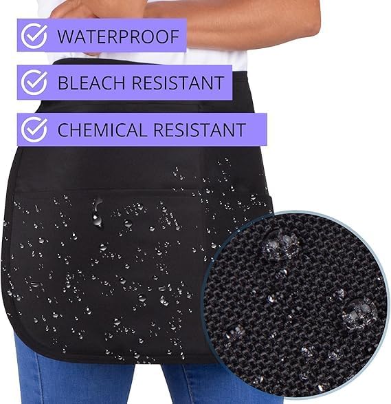 Professional Cleaning Apron with Multiple Pockets, Made for Pro Cleaners, Cleaning Supplies for Housekeepers, Half Apron with Adjustable Belt for Waitress, Waiter, Women, Men