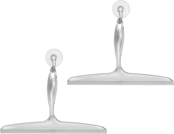 iDesign Bathroom Plastic Shower Squeegee with Wall Hook - Set of 2 - Clear