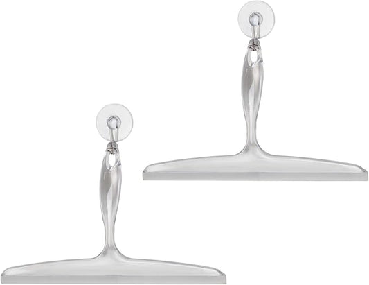 iDesign Bathroom Plastic Shower Squeegee with Wall Hook - Set of 2 - Clear